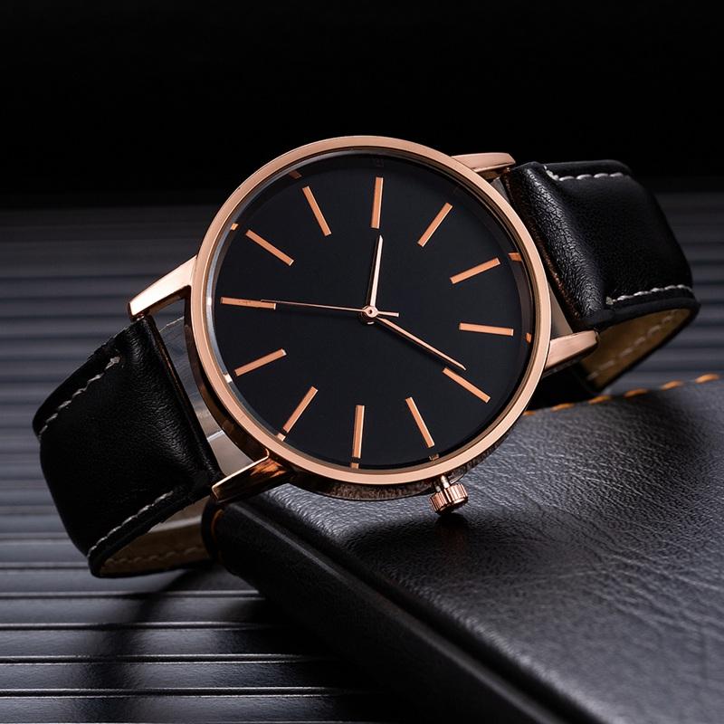 

Wristwatches Ultra-thin Simple Men Watches Alloy Case Synthetic Leather Analog Quartz Sports Business Watch Orologi Da Uomo Relojes De Hombr, Brown