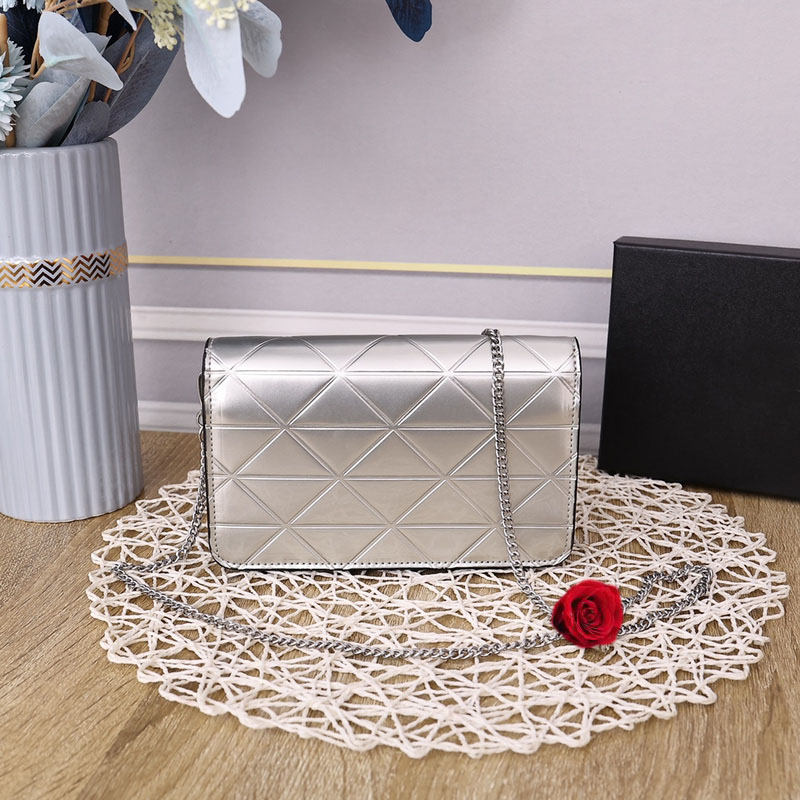 

2022 luxury 7A+top quality bag glossy leather handbag wallet designer bages youth boy girl min diamond design shoulder bag high end fashion messenger bags, Black