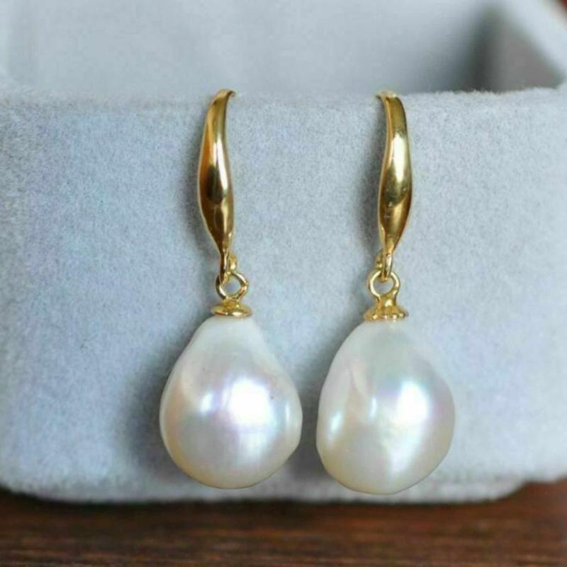 

Dangle & Chandelier 10-11mm Natural White Southsea Baroque Pearl 14K Gold Earrings Thanksgiving Freshwater Mother's Day Holiday Gifts Lu