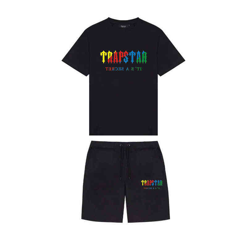 

Fashion Trapstar Lettered Casual Sportswear T-shirt Set Men' and Women' Shorts Two-pieces1S11, 10