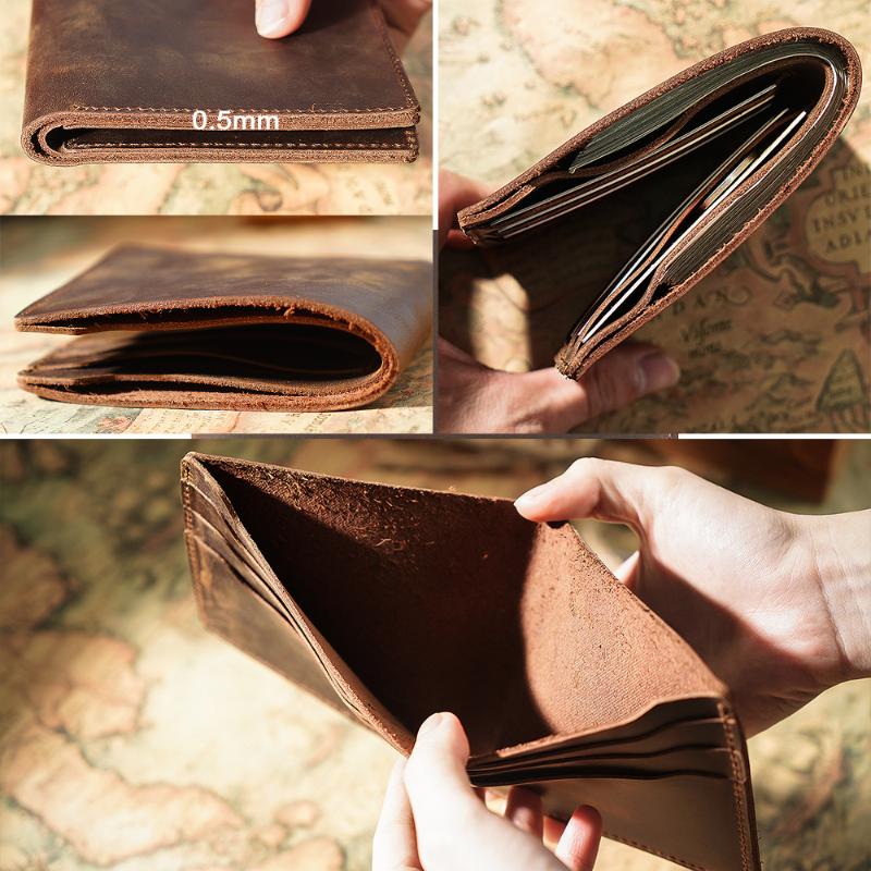 

Wallets Genuine Leather Wallet For Men Gift Brown Black Solid Color Card Holder Retro Classic Casual Short Style Father Boy Friend GiftWalle