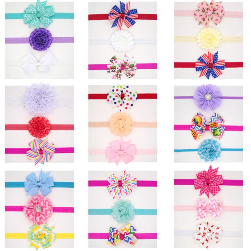 

Hair Accessories 3Pcs Born Kids Girls Toddler Flower Headband Baby Headwear Happy, Green