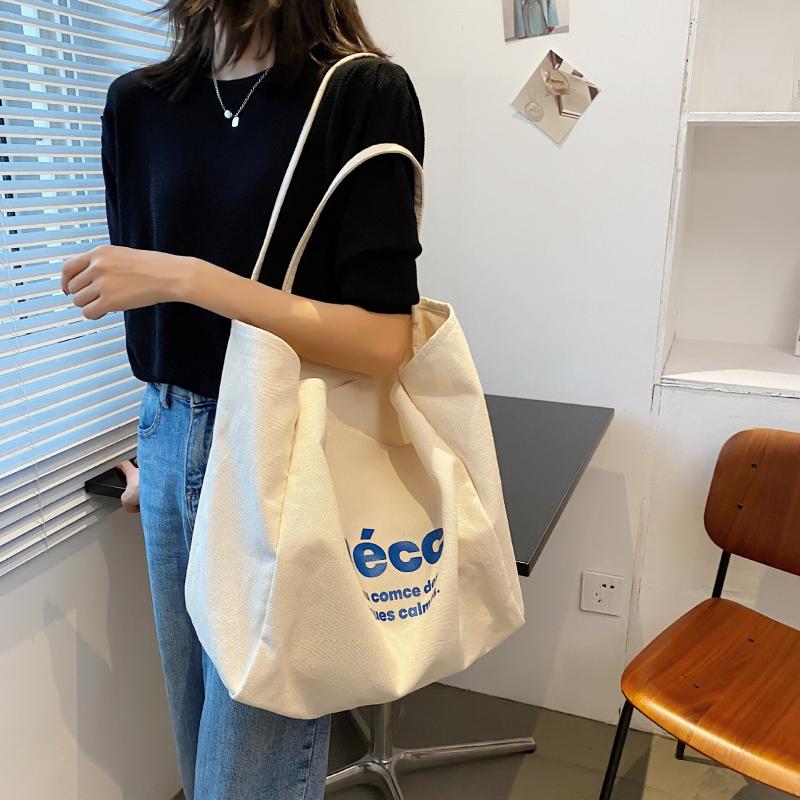 

Evening Bags High Quality Women Big Canvas Shoulder Print Eco Friendly Grocery Shopping Bag Cotton Cloth Handbag Casual Tote For LadiesEveni, Green