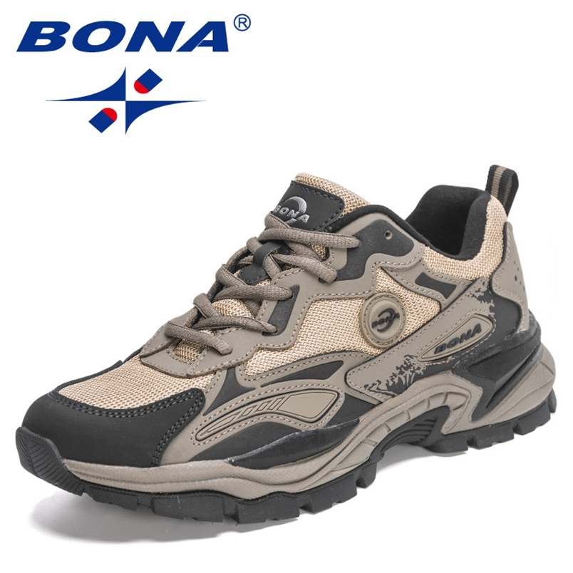 

BONA Designers Running Shoes Men Sneaker Sport Man Light Casual Anti skid Walking Jogging Footwear Mansculino 220813, White deep blue red