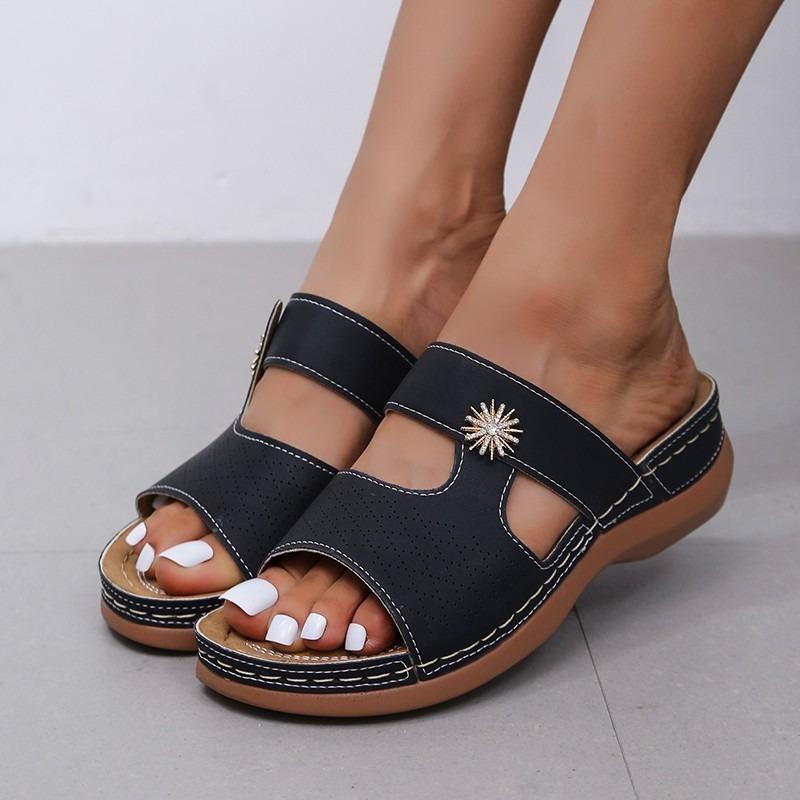 

Sandals Big Size 35-43 Women Slippers Summer Casual Soft Leather Retro Flip-flops 2022 Platform Wedges SandaliasSandals, Bn
