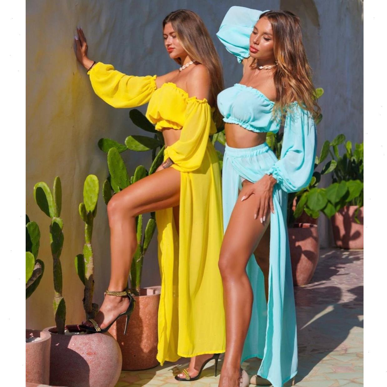 

Cover Up Skirt Swimsuit Chiffon Split Beach Swimwear Women Bandage Print Beachwear Summer, Color1