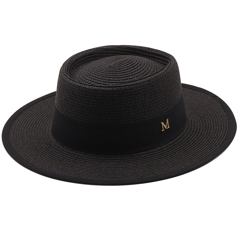 

ummer un ladie fahion girl traw ribbon bow beach caual gra flat top panama hat bone women vior cap 220613, Pink