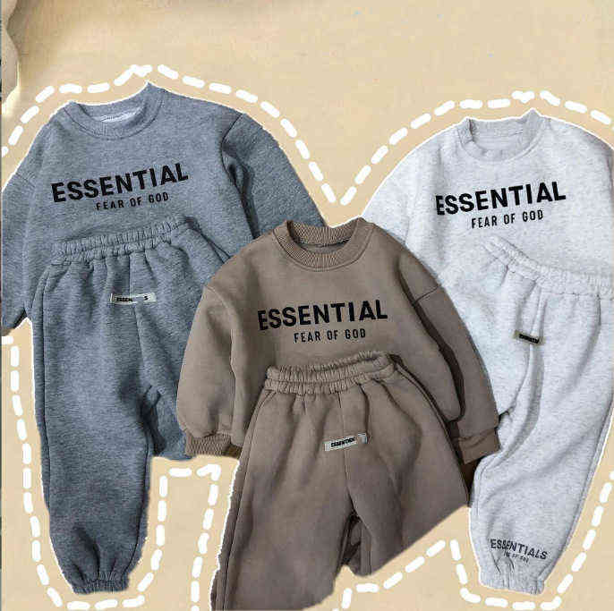 

Children's boys' and girls' three-dimensional letter sweater pants children's set sports leisure 2-piece set Plush set, Beige plush