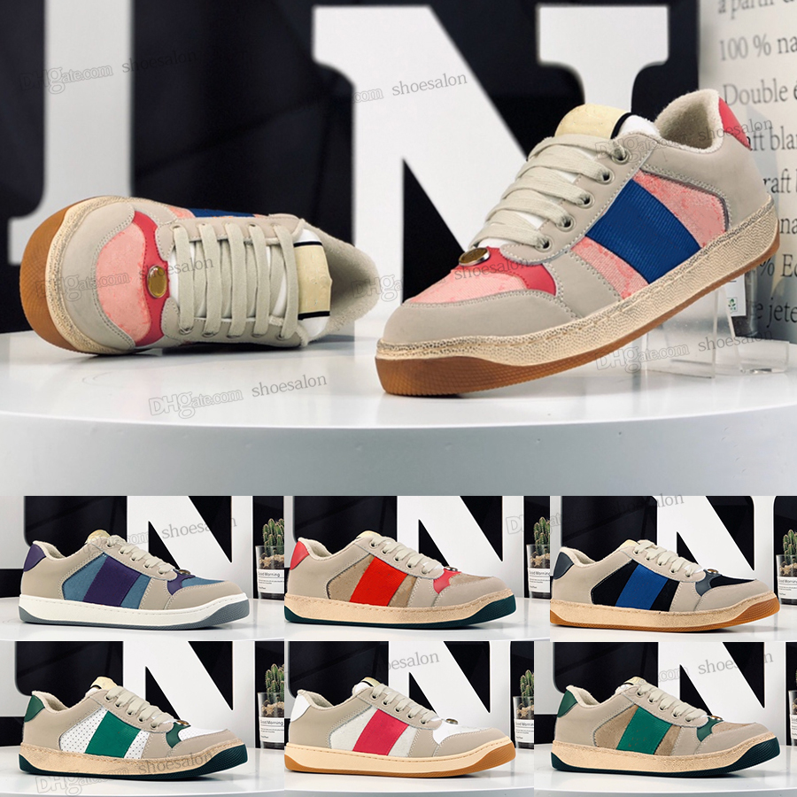 

2022 Designer Dirty Screener Casual Shoes Distressed Canvas Sneakers Men Womens mens Trainers Classic Blue Red Stripe Rubber Outdoor Shoe Low Top Leather Sneaker, Shoesalon