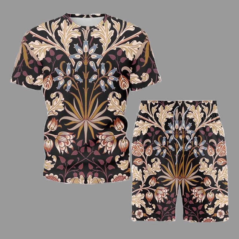 

Men' Tracksuits Retro Ethnic Printed Short Sleeve Shorts Men' Sets Summer Fashion T-Shirt Two Piece Set 2022 Trendy Casual Clo, Z0207-1