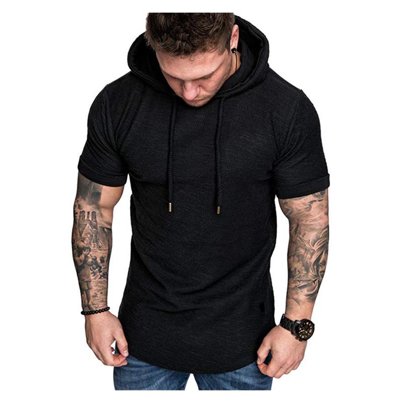 

Men's Hoodies & Sweatshirts 2022 Brand Mens Short Sleeve Men Sweatshirt Casual Solid Color Man Hoody For Male Hooded, Black