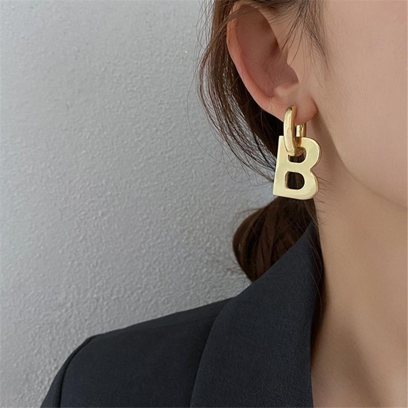 

Dangle & Chandelier Letter B Copper High Quality Drop Earrings For Women Men 2022 Trendy Elegant Korean Minimalist Gold Silver Color Gifts
