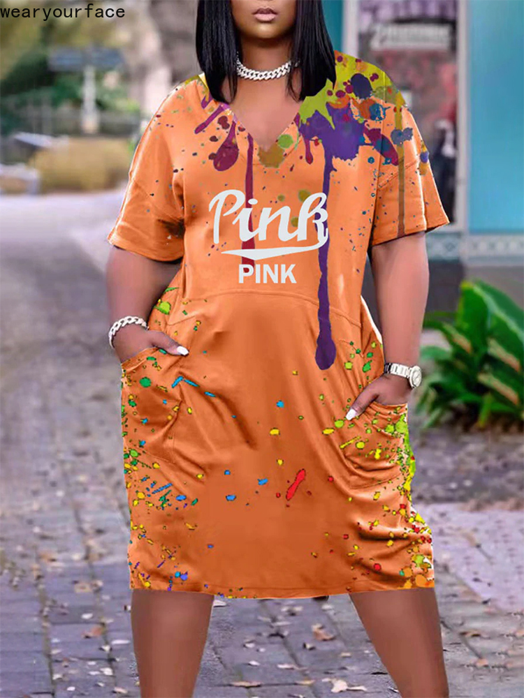 

Pink Panting X-Long T Shirt 3D All Over Printed Summer Streetwear Home Pajamas Casual Short Sleeve Women Clothing, Tee2