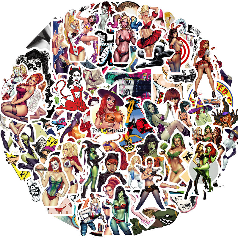 

100PCS Graffiti Skateboard Stickers beauty Sexy girls For Car Laptop iPad Bicycle Motorcycle Helmet Guitar PS4 Phone fridge Decals PVC water bottle Sticker, Multi colors