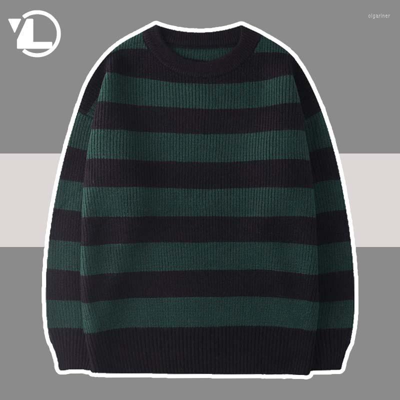 

Men's Sweaters Striped Knitted Sweater Men Women Vintage Tate Langdon Loose Harajuku Green Warm Autumn Jumper Pullover Unisex CasualMen's Ol, Pink