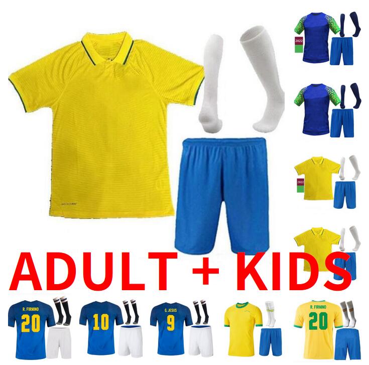 

man kits BraziLS FIRMINO Richarlison soccer jerseys camiseta de futebol 2021 2022 2023 G.JESUS COUTINHO VINI JR DANI ALVES 21 22 23 adult kids kit socks football shirt