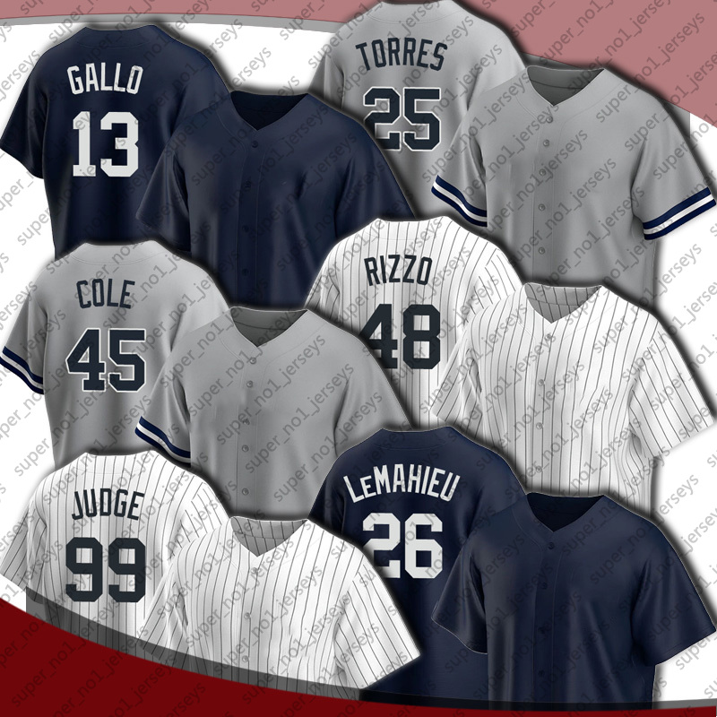

99 Aaron Judge 2 Derek Jeter Jersey Baseball Gerrit Cole Anthony Rizzo Giancarlo Stanton Jerseys DJ LeMahieu Josh Donaldson Joey Gallo Hicks Mariano Rivera All Star, No name man custom jersey (yj)