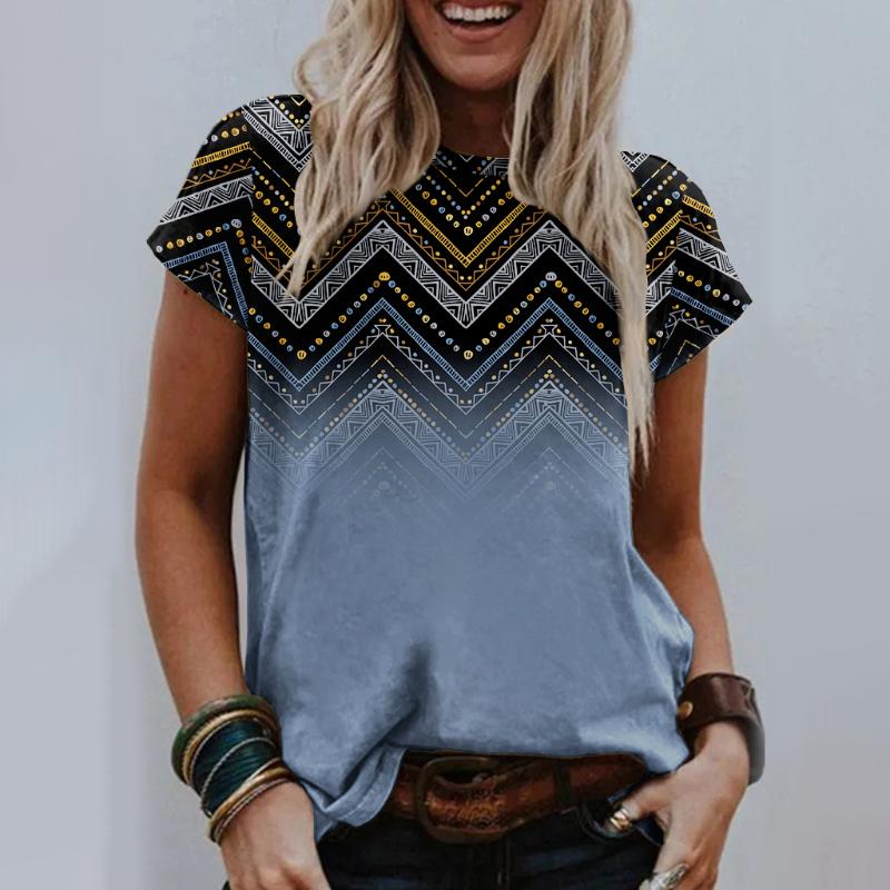 

Women's T-Shirt Women's Casual Weekend Painting T Shirt Tee Graphic Patterned Short Sleeve Print Round Neck Basic Tops / 3D PrintWomen's, Blue