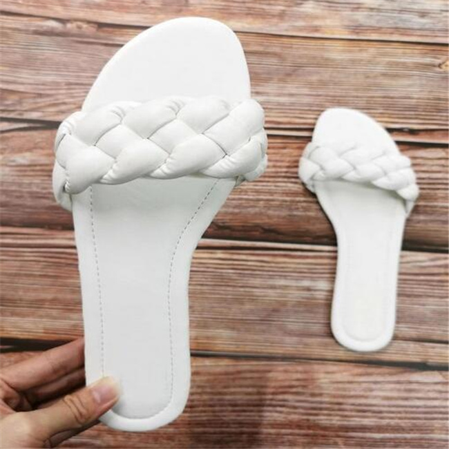 

Summer Weave Sandal Slippers Women Round Head Flat Casual Shoes Women Slide New Fashion Flip Flops Beach Slipper Big size, Fuchsia