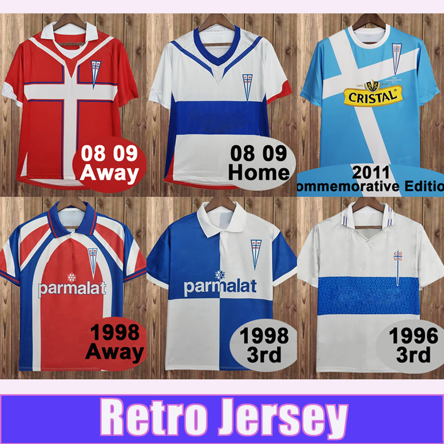 

08 09 Chile Universidad Catolica Retro Soccer Jerseys F. GUTIERREZ MIER MIROSEVIC MENESES 1998 2011 Home Away Short Sleeve Football Shirt, Fg8518 2002 home