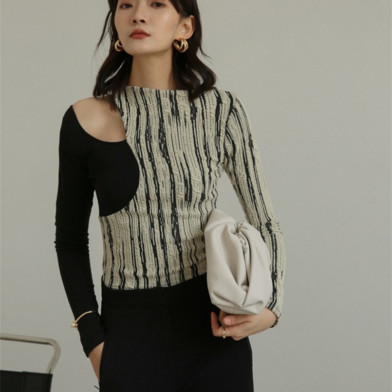 

CHEERART Designer Shirt For Women Sexy Hollow Out Ladies Patchwork Long Sleeve ee Femme op Underwear 220728, Beige