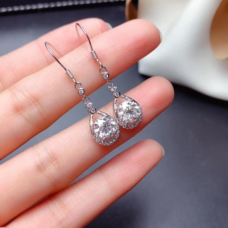 

Stud Attractive Shiny Moisanite Dangling Earrings 925 Sterling Silver Hook Women Year Gift Sparkling JewelryStud