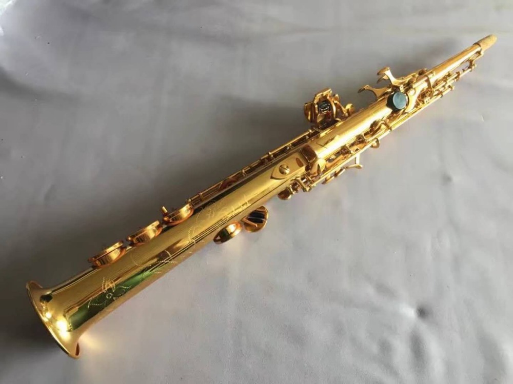 High Quality Custom Mark Model Soprano Sax Pitch B Gold Lacquer Saxophone Top Music Mouthpiece Professional Grade