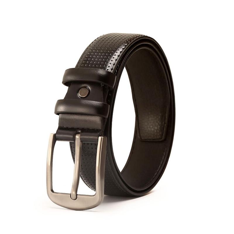 

Belts Men's Male Jeans Brass Pin Buckle Micro Fiber Leather Trouser Waist Belt Luxury Designer Gift For MenBelts, Black