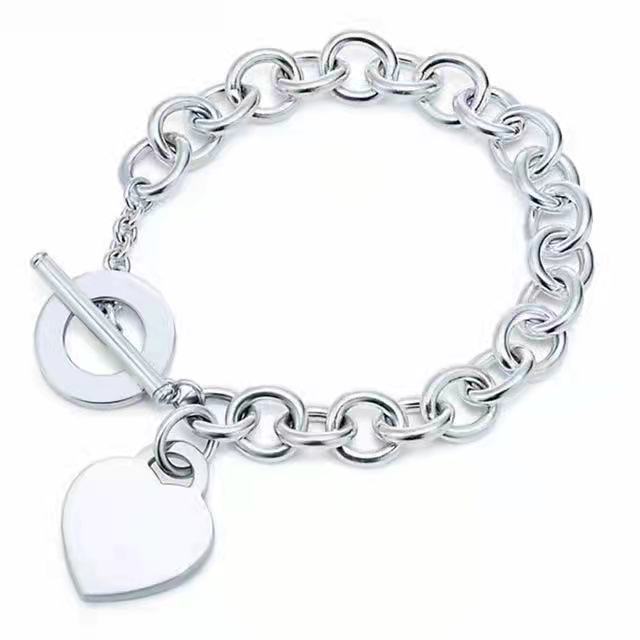 

New Love heart chain bracelets woman OT clasps T brand silver plated link chains Valentines Day lover gift fashion designer jewelry charming accessory with box