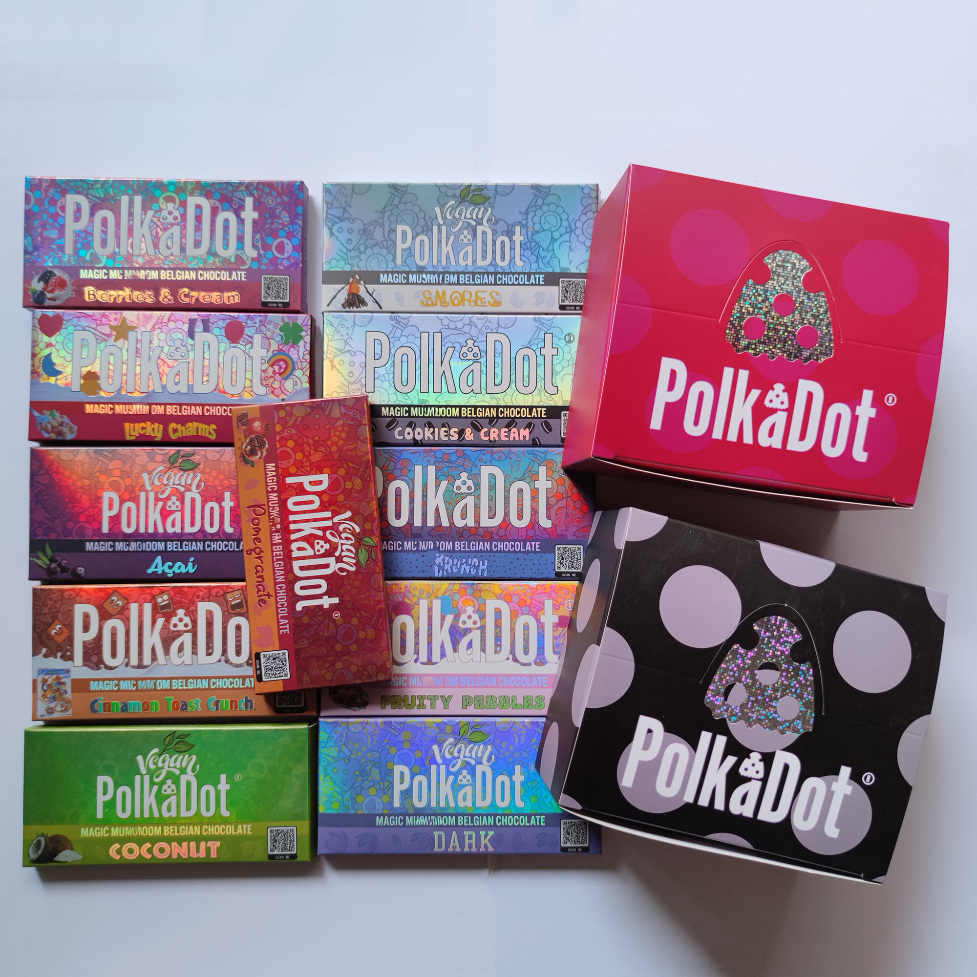 

Newest Polkadot Chocolate Bar Box Magic Mushrooms 4G POLKA DOT Chocolate Bars Dark Berries & Cream Acai Fruity Pebbles Food Packaging Packing Boxes