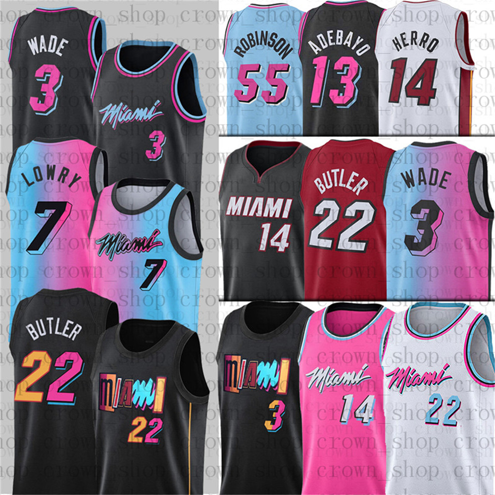 

Jimmy 22 Butler Miamis Heats Basketball Jerseys Dwayne Dwyane 3 Wade Tyler 14 Herro Kyle 7 Lowry Bam 13 Adebayo City Jersey, Men