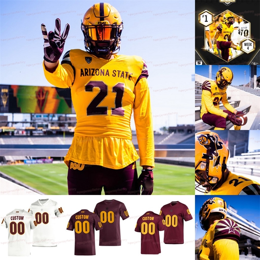 

A3740 Custom Arizona State Sun Devils Gold Jersey Jayden Daniels Pat Tillman Darien Butler Andre Johnson Daniyel Ngata DeaMonte Trayanum NCAA, Red youth s-xl