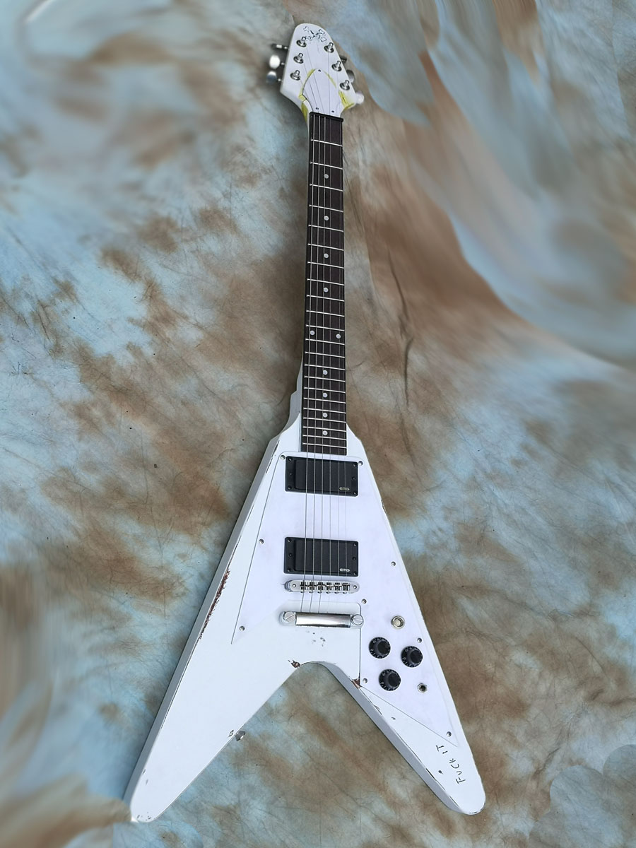 electric guitar in stock, James Hetfield V Flying FUK IT, you will get what you see-image-760083638
