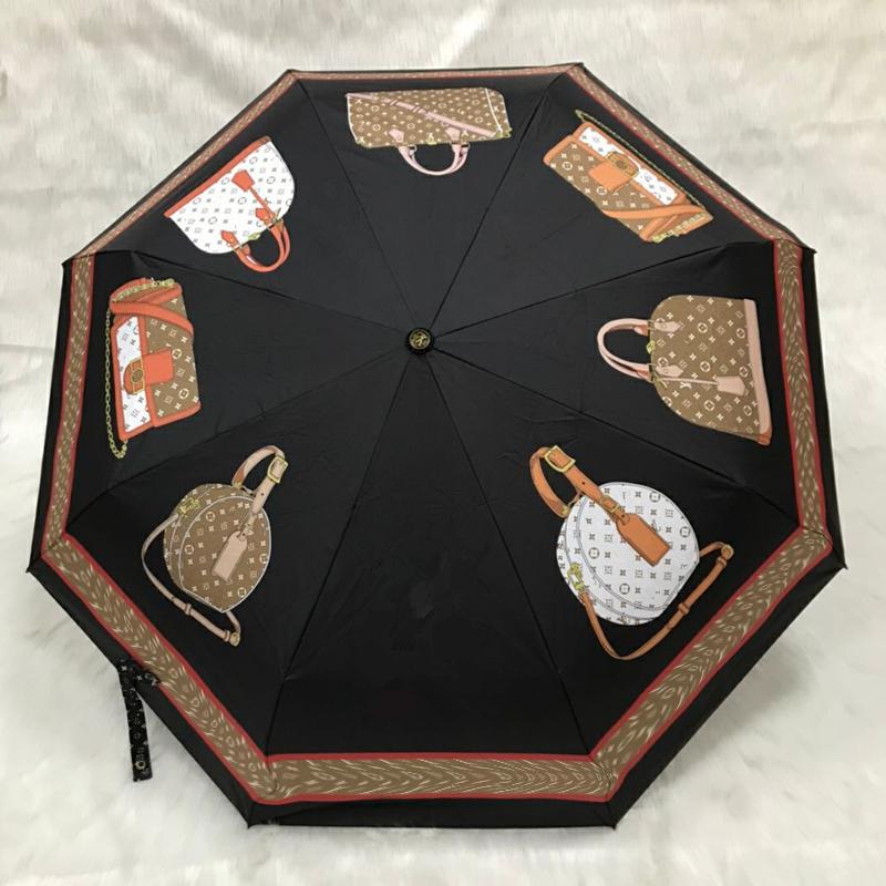 

Wedding Party Gift Durable Anti UV Automatic Folding Umbrella Luxury Brand Designer Umbrellas Multifunction Rain Sun Umbrellas Parasol With Bag & Box