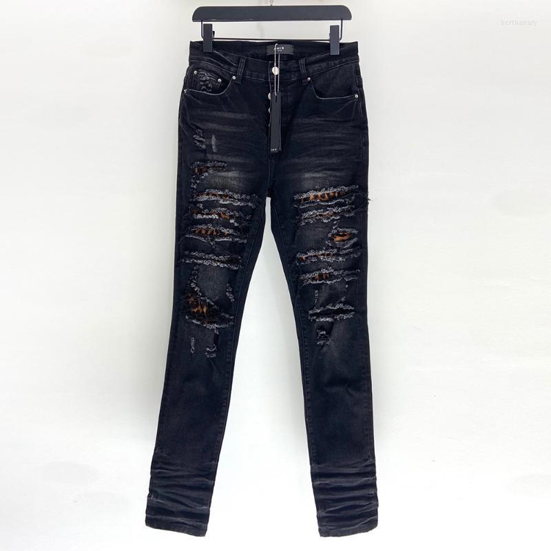 

Men's Jeans Mens Summer Patchwork AMR Black Hole Men Hip Hop Leopard Brand Pants Streetwear TrousersMen's Bert22