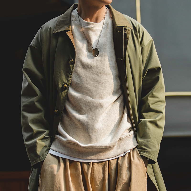 

Men's Trench Coats Maden Men Amekaji Midleng Jackets Casual Solid Loose Fit Windbreakers Pocket Plus Size 220826, Beige
