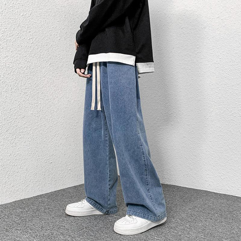 Men&#039;s Jeans SYUHGFA Hight Waist Men Clothing Black Blue Baggy Streetwear Man Winter Warm Denim Pants 2022 Caasul Wide Leg Trousers-image-760025247