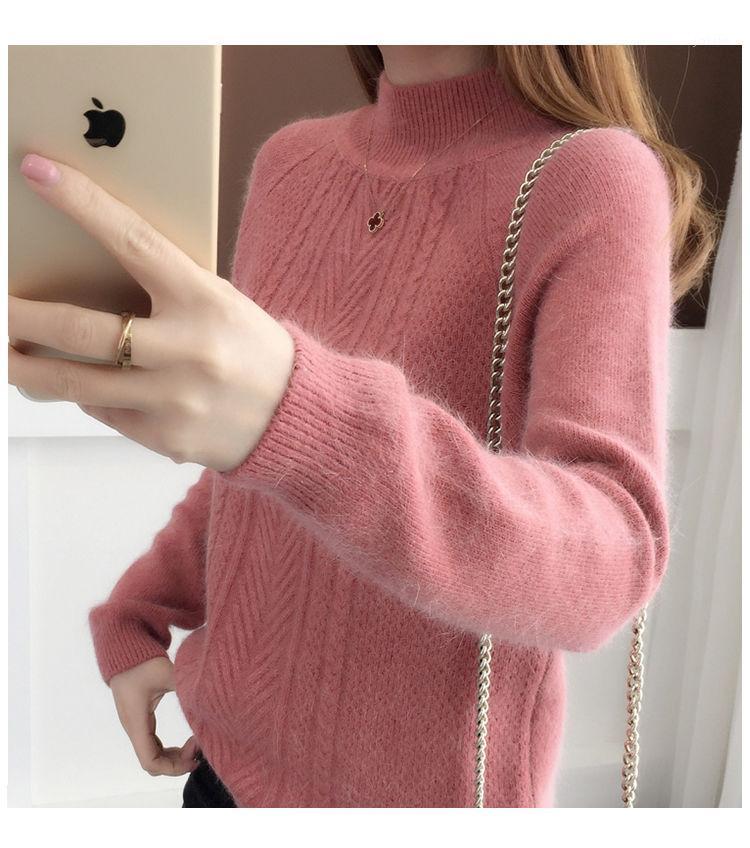 

Women's Sweaters AEclcc Autumn And Winter 2022 Loose Wind Half-high Turtleneck Sweater Women Short Bottom Sweate, Pink