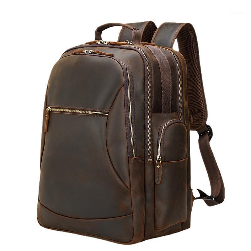 

Backpack Luxury Cowhide Leather Men's 2022 Large-capacity Designer Travel Handbag Business Document Bag Laptop Computer