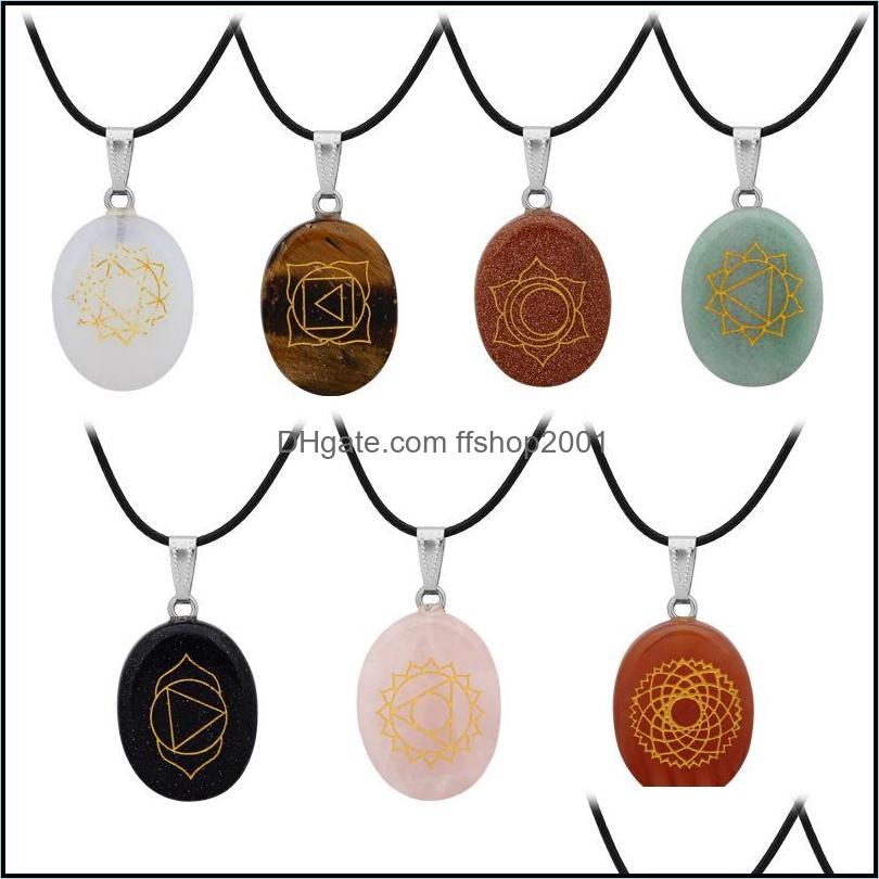 

Pendant Necklaces Carve Religious Yoga Symbol Chakras Healing Natural Stone Necklace Pink Tigers Eye Rose Quartz Crystal C Ffshop2001 Dhowg