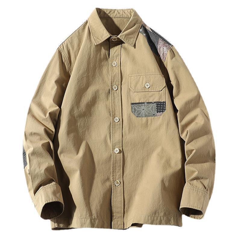 

Men's Casual Shirts Mens Men's Vintage Safari Style Coat Men Spring Autumn Retro Loose Long-sleeved Cotton Jacket MaleMen's, Black