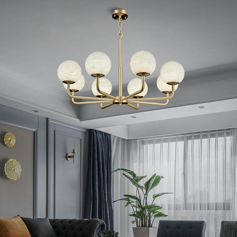 

Pendant Lamps All Copper Marble Chandelier Modern Minimalist Light Luxury Lamp Nordic Designer Bedroom Dining Room Study