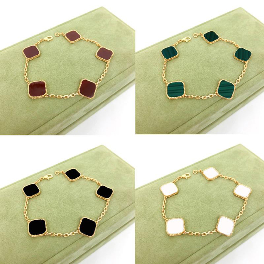 

925 Silver Clover Fashion Classic 4/Four Leaf Charm Bracelets Bangle Chain 18K Gold cleef Shell Mother-of-Pearl for Women&Girl Wedding Mother's Day Jewelry Women gifts