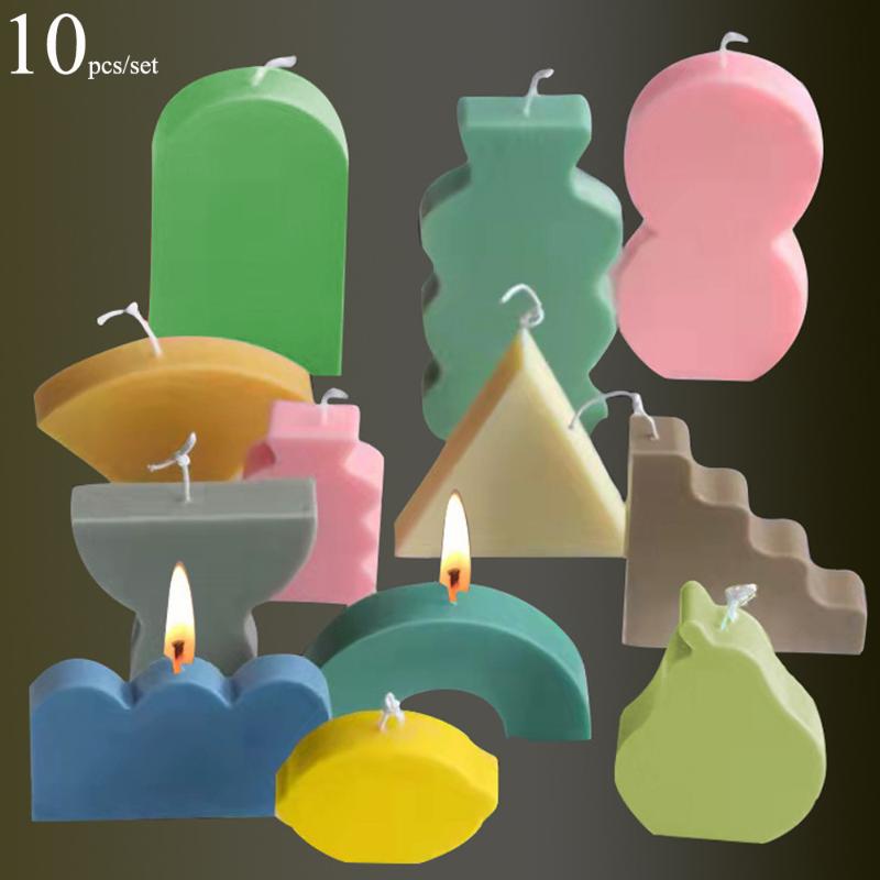 

Craft Tools 10pcs Aroma Candle Mold DIY Homemade Geometric Making Resin Molds 3D Building Block Soap Soy Wax Mould Home Decor