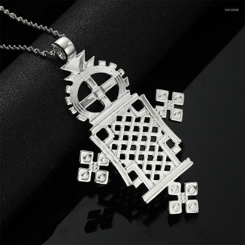 

Pendant Necklaces Ethiopian Jewelry Silver Hollow Big Cross For WomenPendant