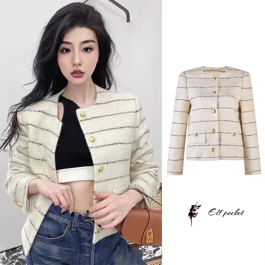CEL2022 new womens striped tweed coat autumn and winter jacket coat plus size womens coat Mothers Day gift shirt Valentines Day birthday gift Tha