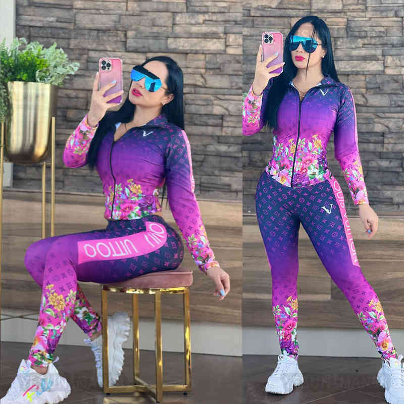 

Woman Designer Luxury Classic Fashion Tracksuits Jogging Suits VL Printing European And American Women's Leisure Sports Suit 2 Piece Set, 22