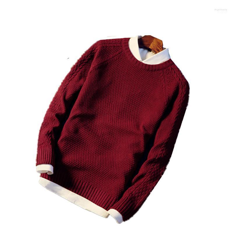 

Sweater Men Pullovers Thick Winter Warm Jumpers Women Autumn Male Female Dress Knitwear O-Neck Stripe Mens Mari22, Black