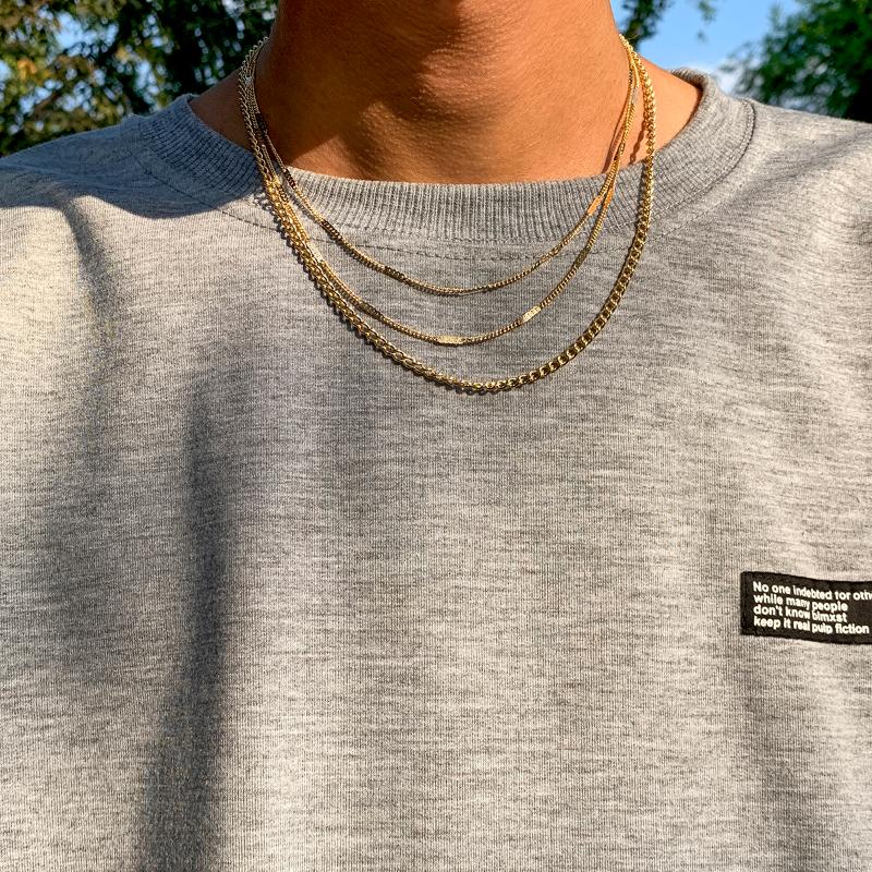 

3pcs/set Chains Retro Punk Multilayer Thin Chain Choker Necklace For Women Men Gold Color Iron Hip Hop Unisex Couple Jewelry WholesaleChains