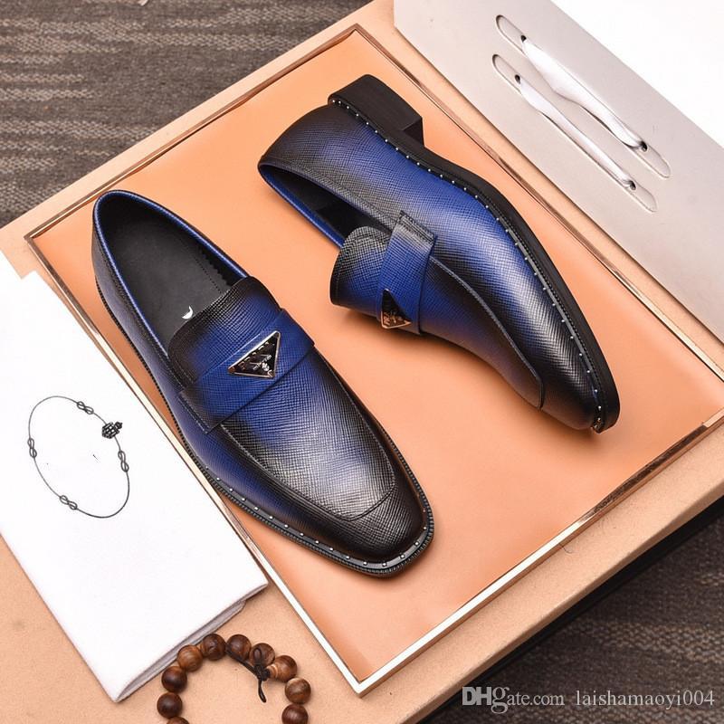 

A2 Men Fashion Designer British Style Leather Shoes Pointed Toe Business Wedding Formal Luxury Dress Shoess Male Comfortable Flats Shoe Size 38-45, With logo #04